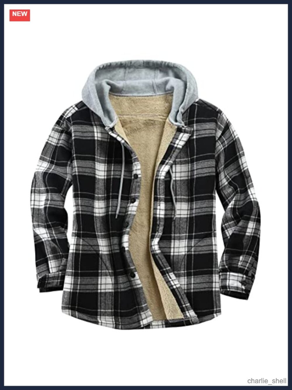 Flannel Shirt Jacket Fleece Hoodie Sherpa Lined Plaid Button Down Winter Coat
